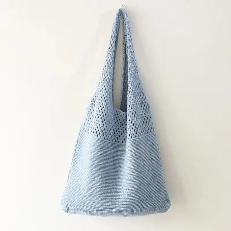 Green Knitted Shoulder Bag Large Capacity Tote Bag