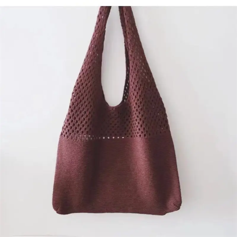 Green Knitted Shoulder Bag Large Capacity Tote Bag