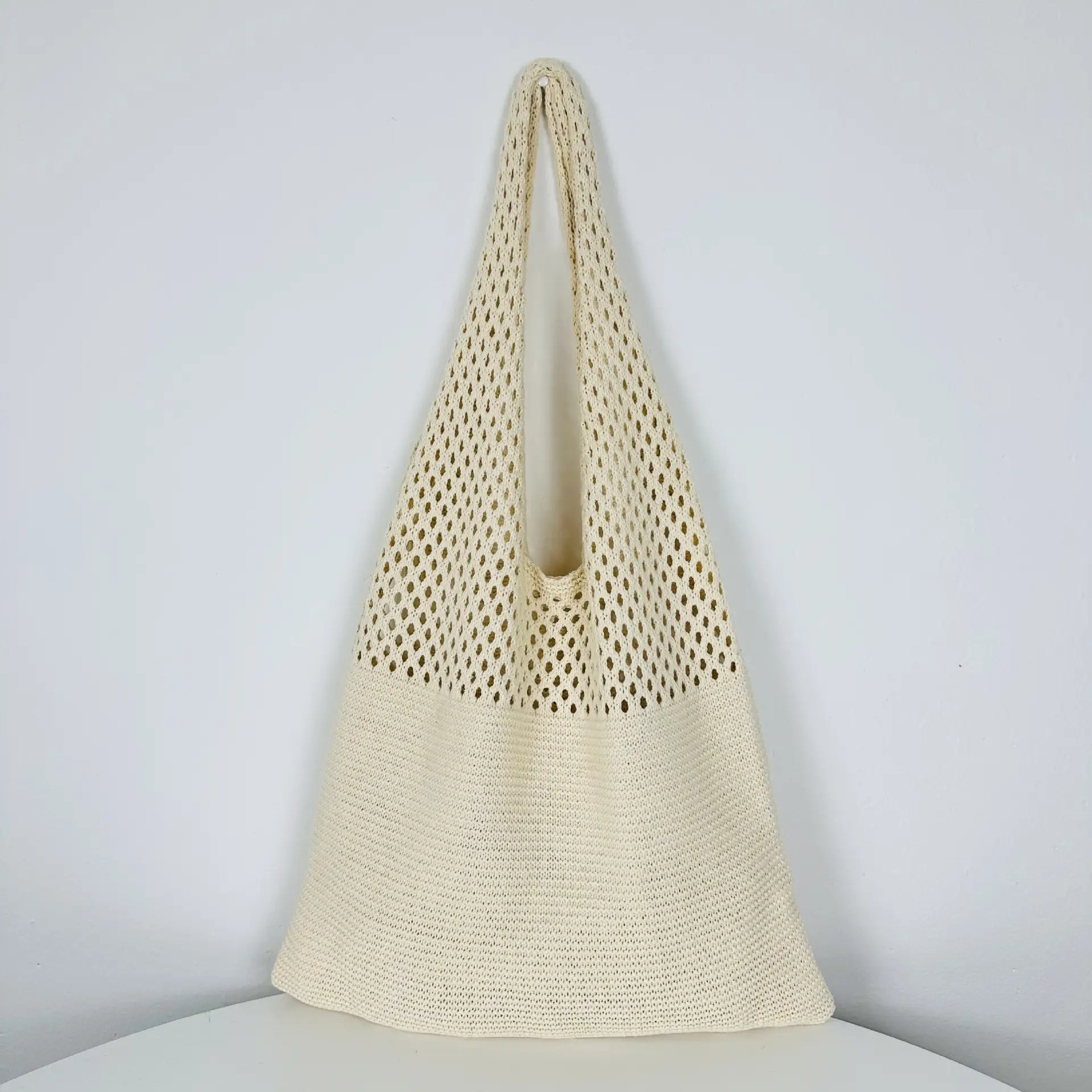 Green Knitted Shoulder Bag Large Capacity Tote Bag