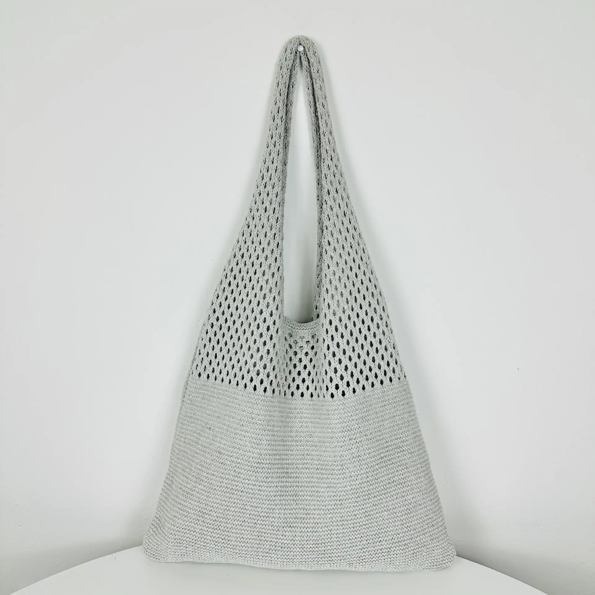 Green Knitted Shoulder Bag Large Capacity Tote Bag