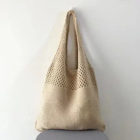 Green Knitted Shoulder Bag Large Capacity Tote Bag