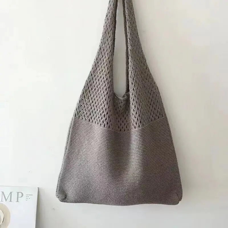 Green Knitted Shoulder Bag Large Capacity Tote Bag