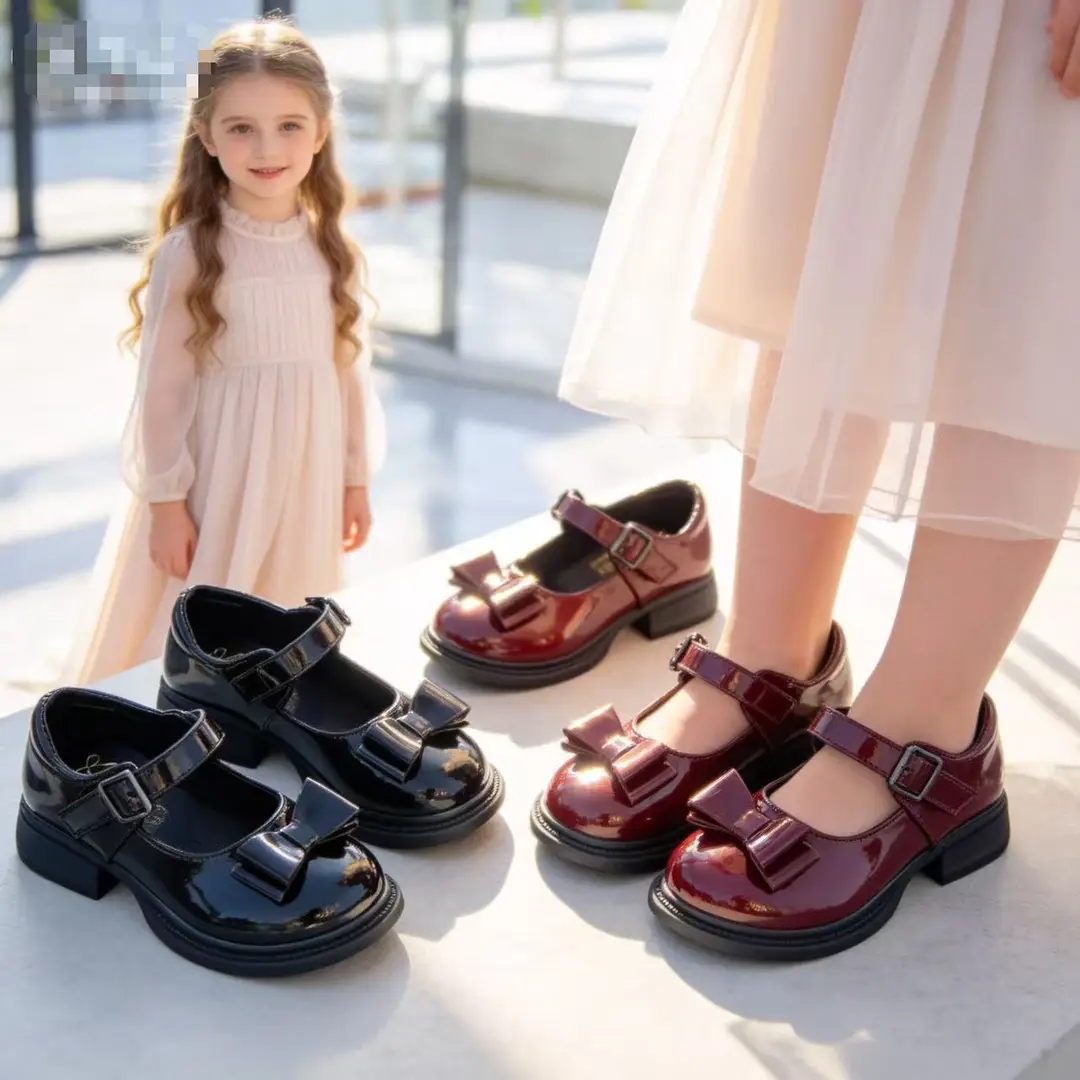 Girls Black Leather Shoes Performance Shoes Performance Shoes Princess Shoes Small Leather Shoes Children Students Super Move Soft Sole Shoes School Shoes
