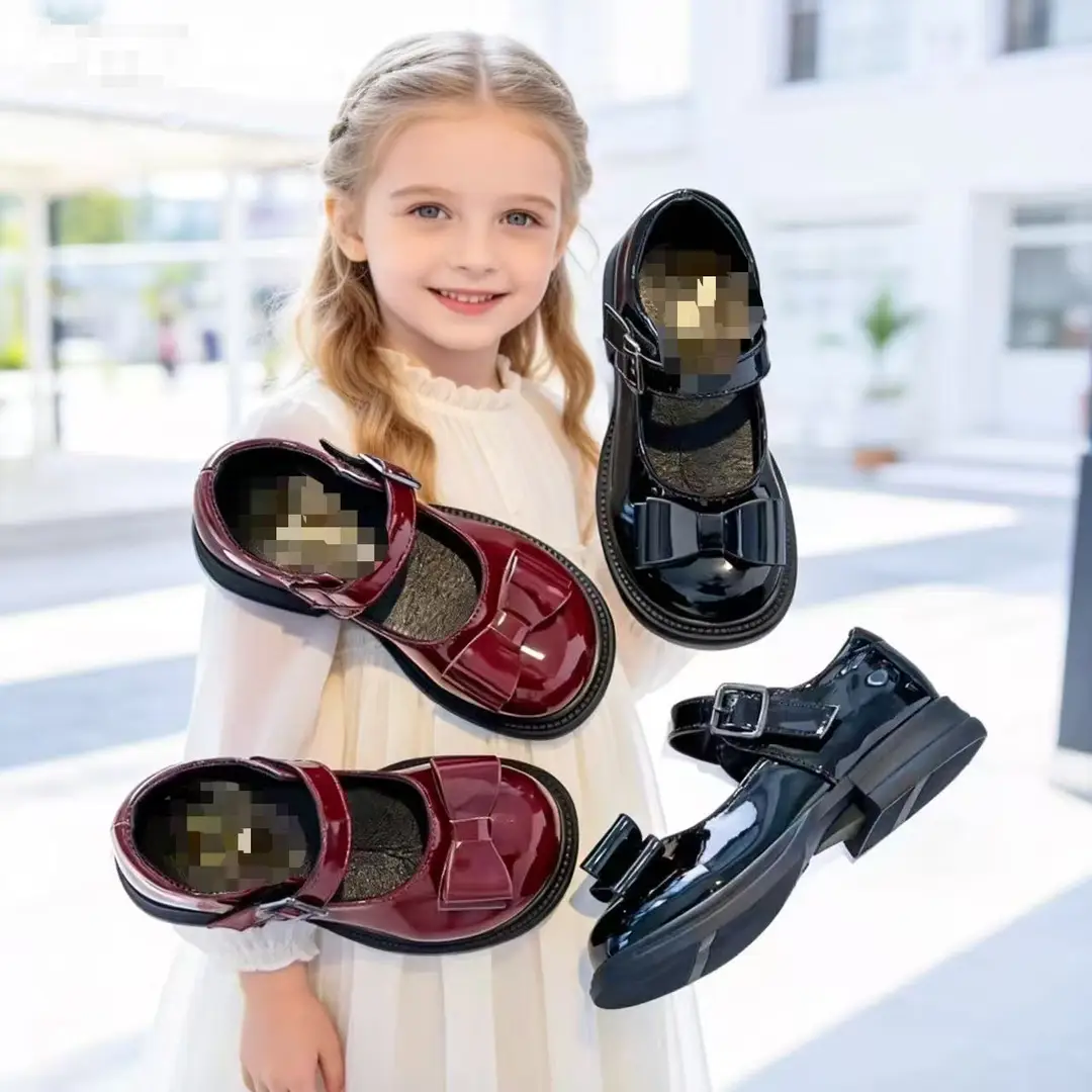 Girls Black Leather Shoes Performance Shoes Performance Shoes Princess Shoes Small Leather Shoes Children Students Super Move Soft Sole Shoes School Shoes