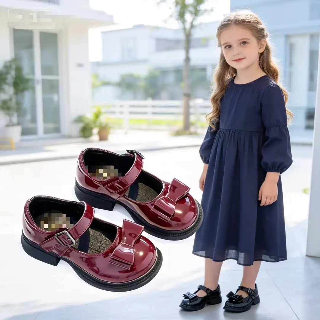 Girls Black Leather Shoes Performance Shoes Performance Shoes Princess Shoes Small Leather Shoes Children Students Super Move Soft Sole Shoes School Shoes