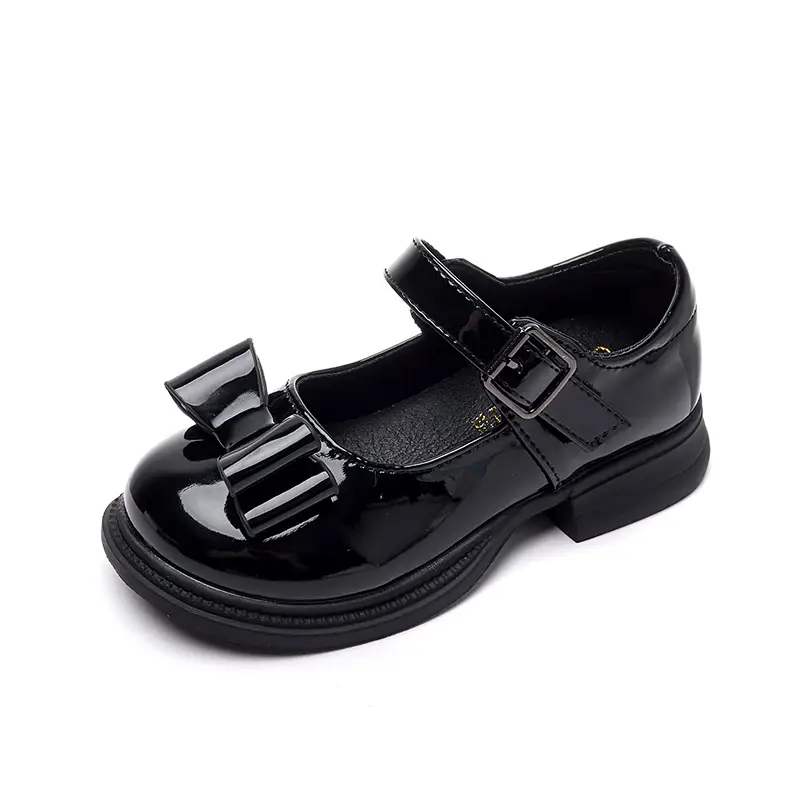 Girls Black Leather Shoes Performance Shoes Performance Shoes Princess Shoes Small Leather Shoes Children Students Super Move Soft Sole Shoes School Shoes