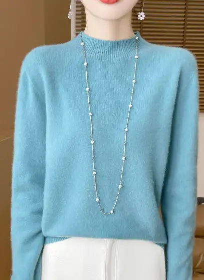 Women Woolen Half-Turtleneck Sweater Yellow - Image 15