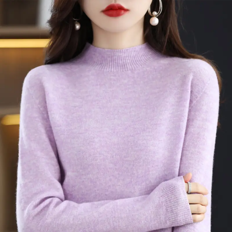 Women Woolen Half-Turtleneck Sweater Yellow - Image 6