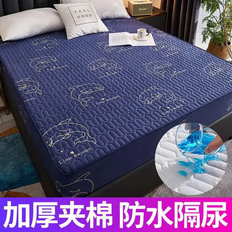 Cross-border cotton waterproof bed hat thickened urine-proof bedspread Simmons mattress protective cover cotton dust cover wholesale