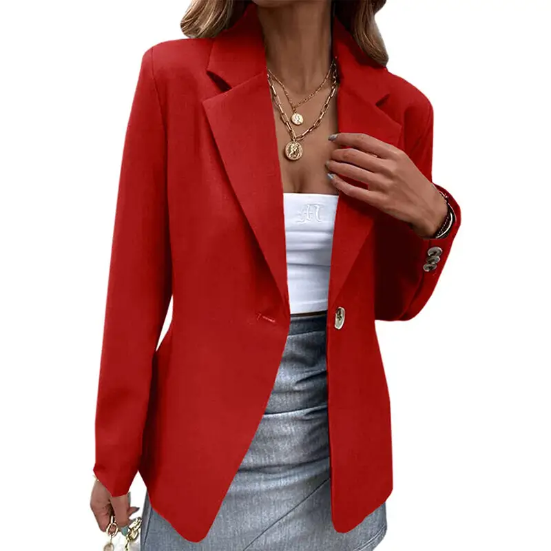 Women's Long Sleeve Pure Color Suit Jacket 2024 - Image 10