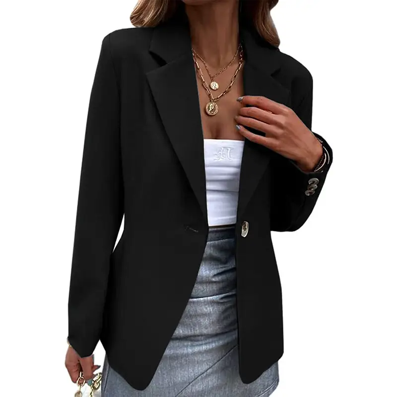 Women's Long Sleeve Pure Color Suit Jacket 2024 - Image 4