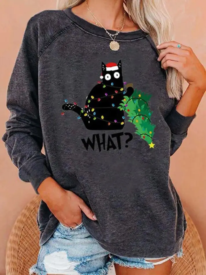Green Funny Face Long Sleeve Women's Sweatshirt - Image 4