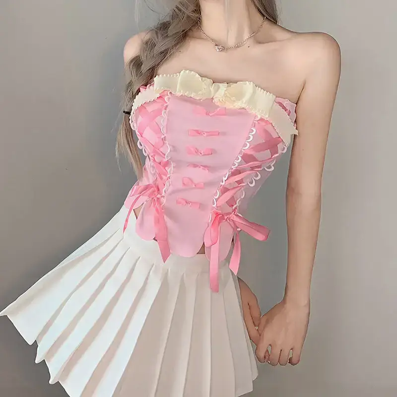 Pink Bow Tie Waist-Cinching Dress for Women - Image 4