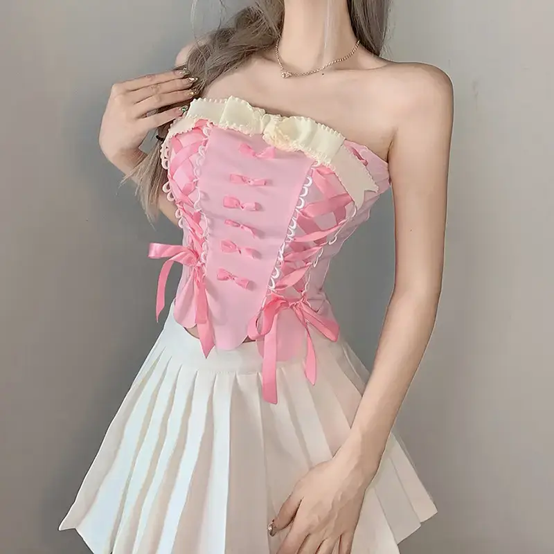 Pink Bow Tie Waist-Cinching Dress for Women - Image 5