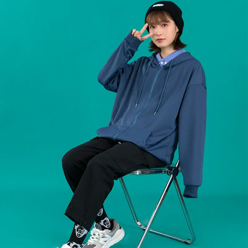 Men Green Hooded Zipper Sweatshirt 260g - Image 14