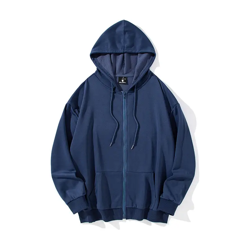 Men Green Hooded Zipper Sweatshirt 260g - Image 17