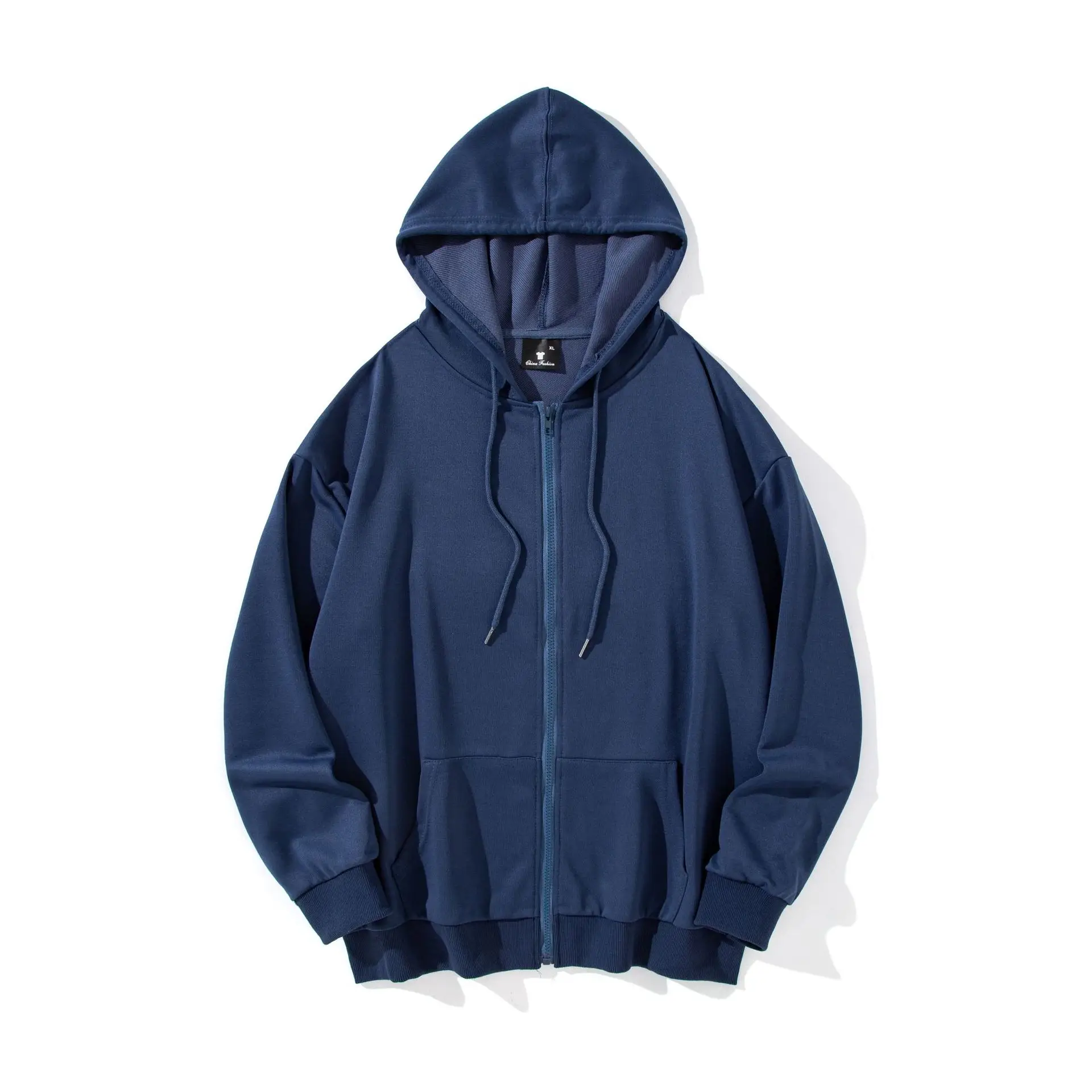 Men Green Hooded Zipper Sweatshirt 260g - Image 2