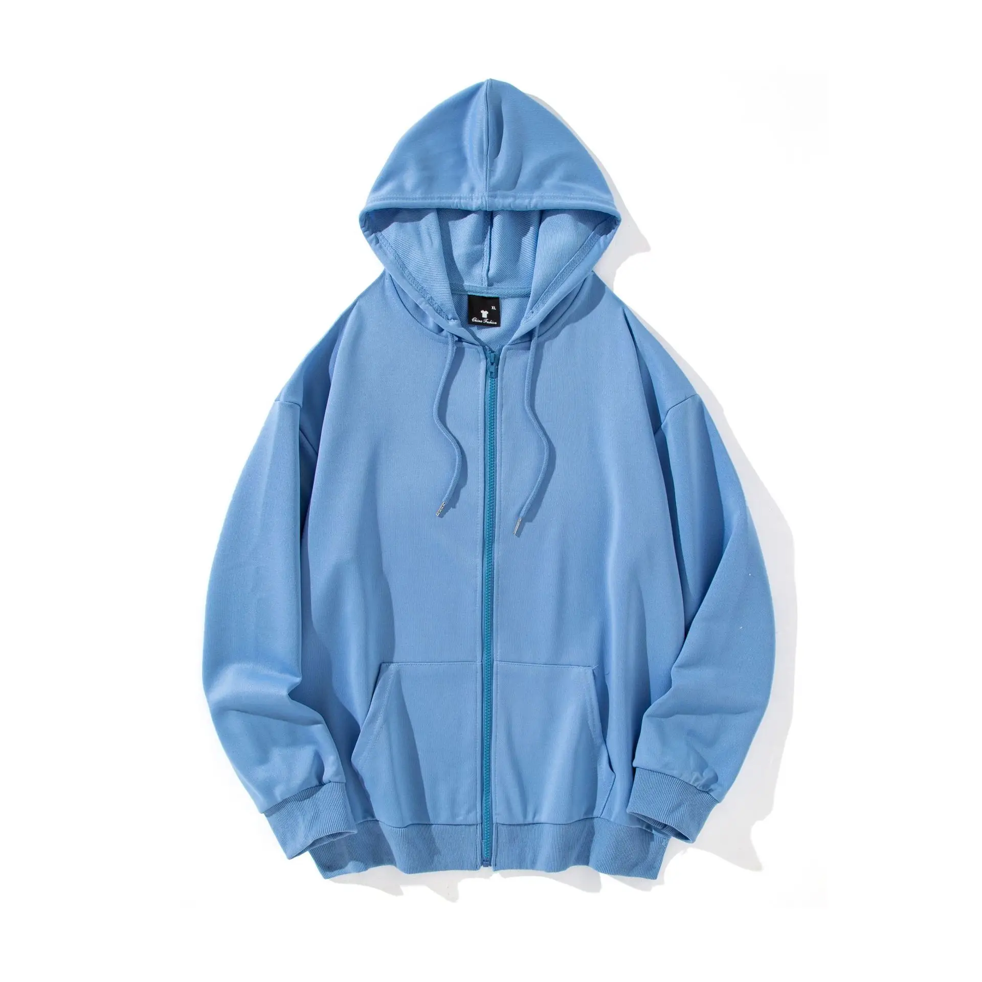 Men Green Hooded Zipper Sweatshirt 260g - Image 4