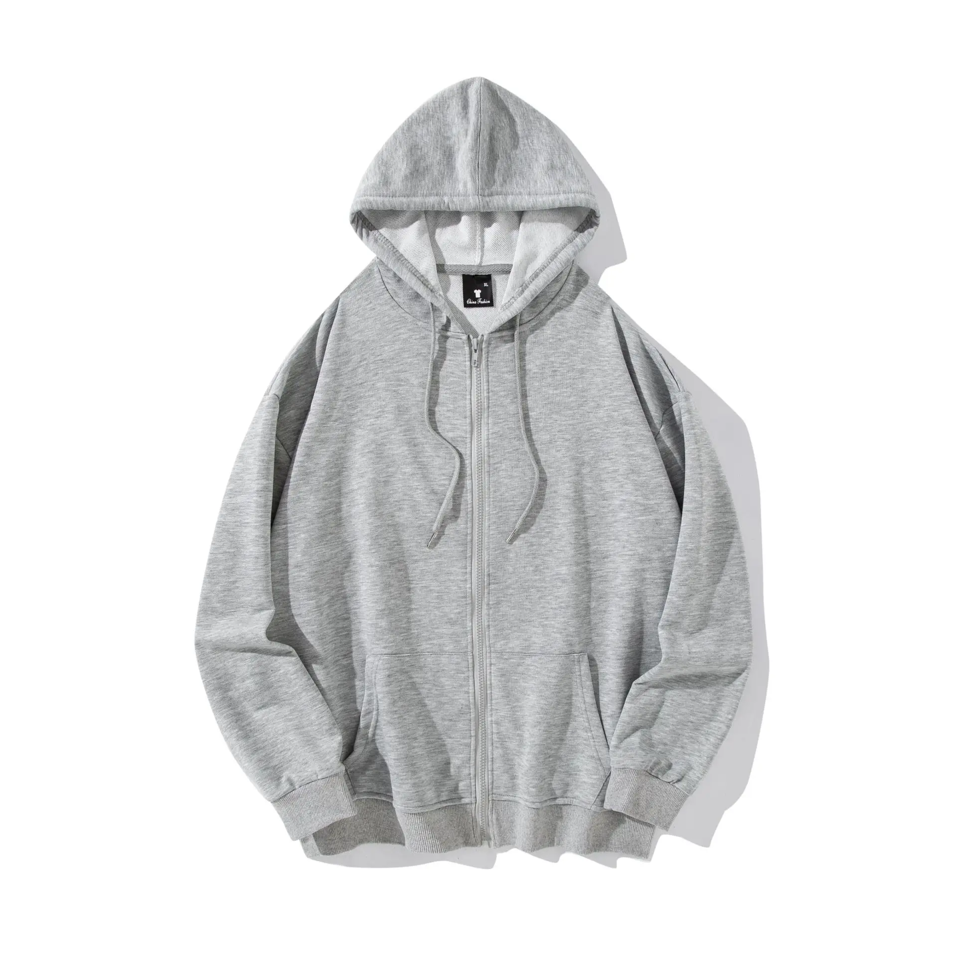 Men Green Hooded Zipper Sweatshirt 260g - Image 7