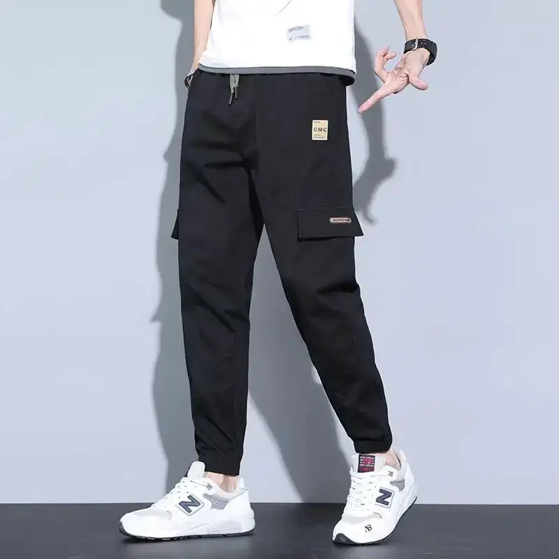 Men Beige Loose Straight Leg Harem Pants 2022 - Image 4
