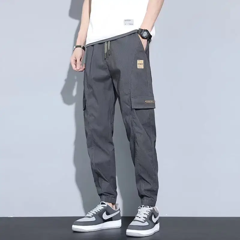 Men Beige Loose Straight Leg Harem Pants 2022 - Image 5