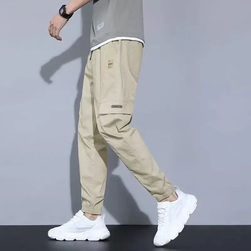 Men Beige Loose Straight Leg Harem Pants 2022 - Image 7