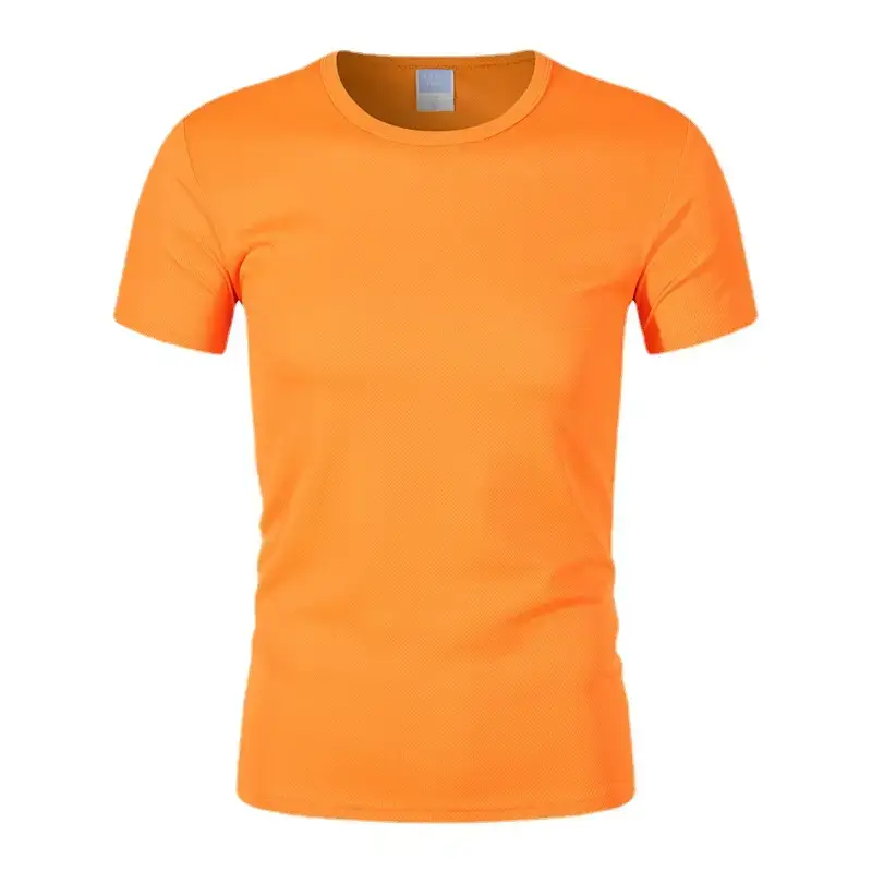 Men 180g 100D Blue Round Neck T-Shirt