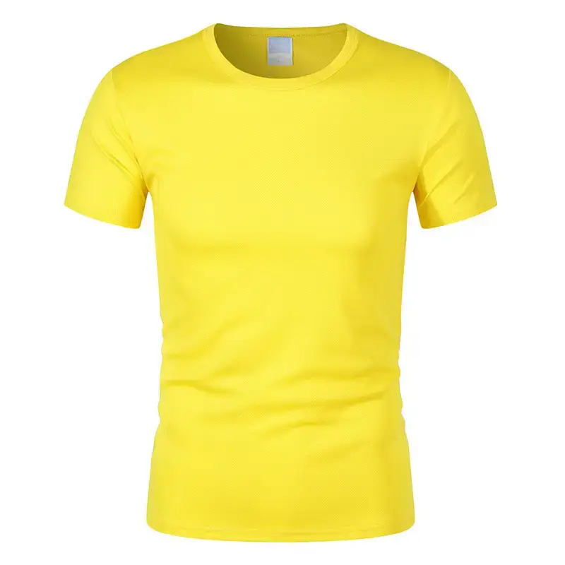Men 180g 100D Blue Round Neck T-Shirt