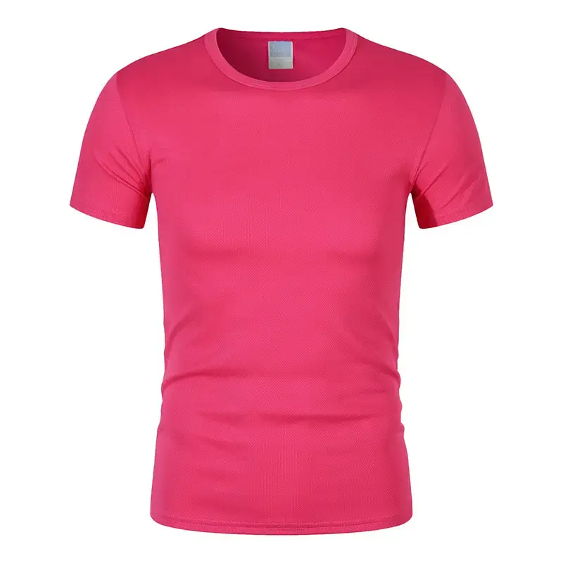 Men 180g 100D Blue Round Neck T-Shirt