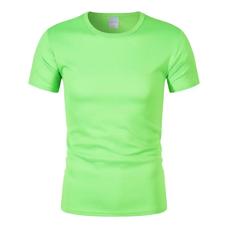 Men 180g 100D Blue Round Neck T-Shirt