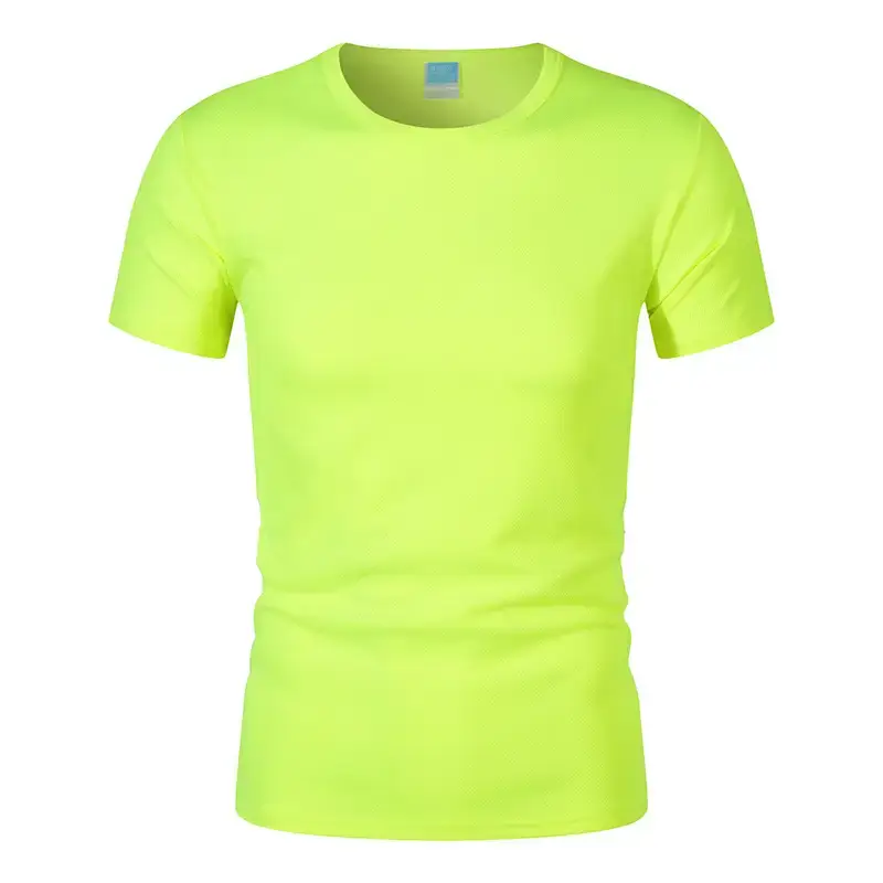 Men 180g 100D Blue Round Neck T-Shirt