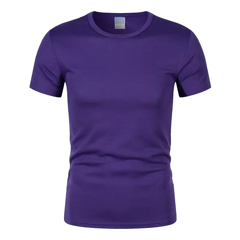 Men 180g 100D Blue Round Neck T-Shirt