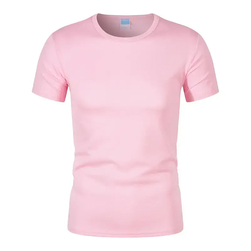 Men 180g 100D Blue Round Neck T-Shirt