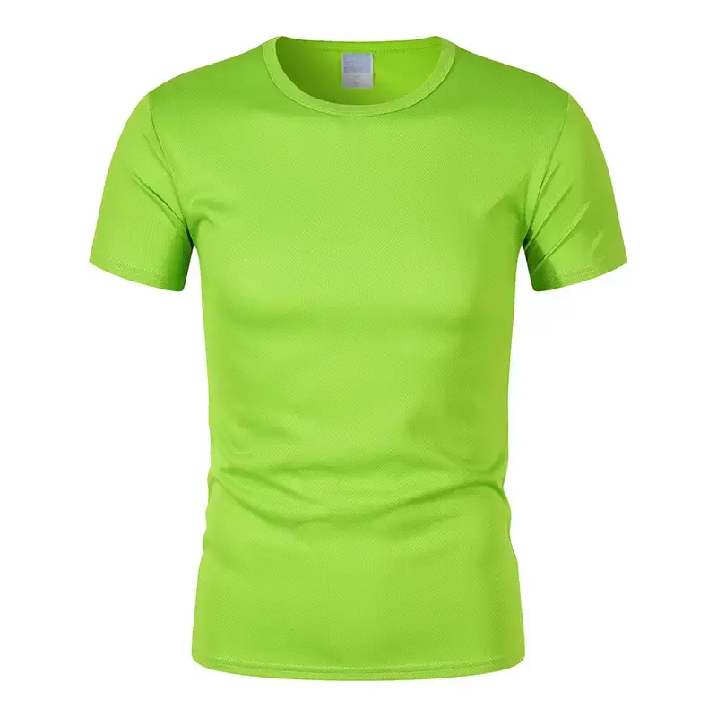 Men 180g 100D Blue Round Neck T-Shirt