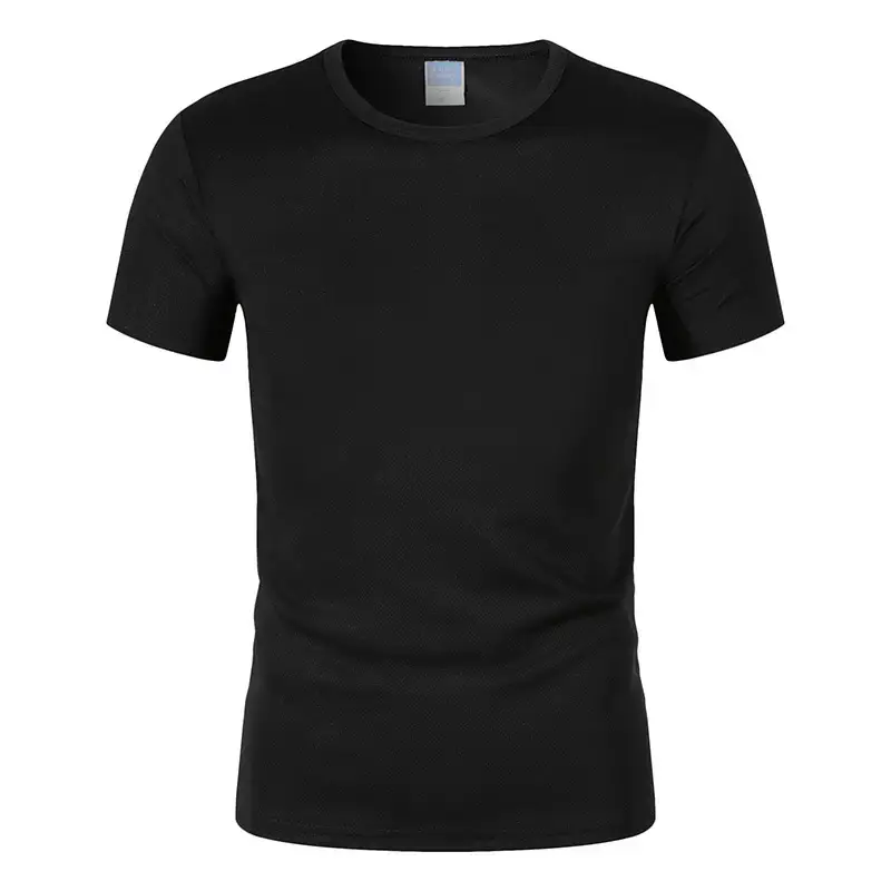 Men 180g 100D Blue Round Neck T-Shirt