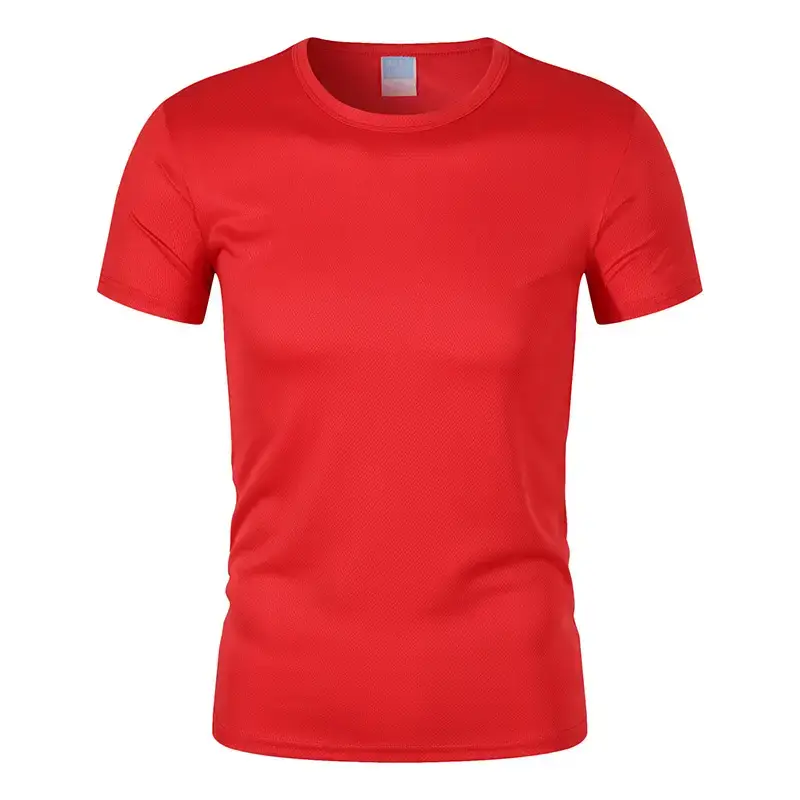 Men 180g 100D Blue Round Neck T-Shirt