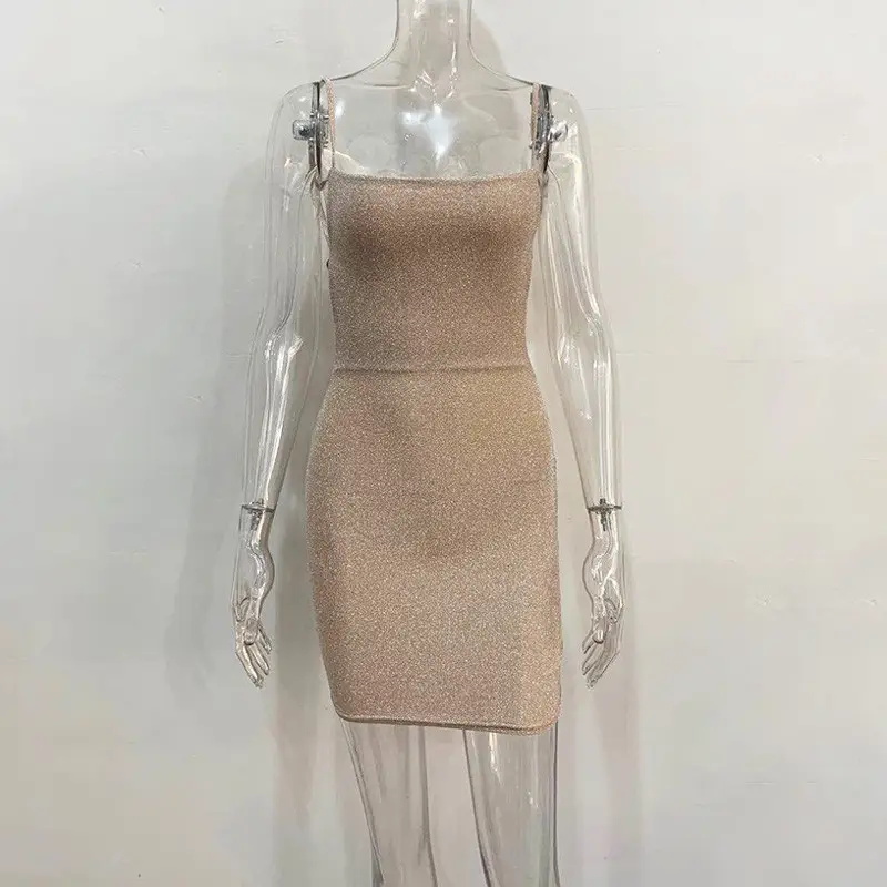 Golden Velvet Sling Back Dress for Women — feature 18