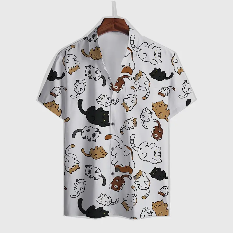 3D Digital Print Men's Brown White Short Sleeve Shirt - Image 3