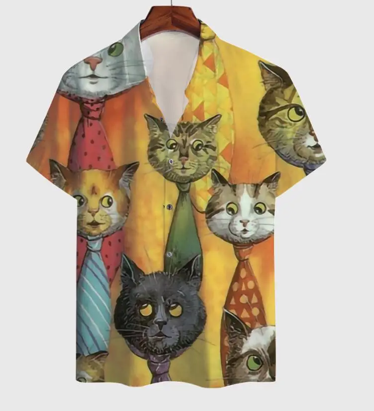 3D Digital Print Men's Brown White Short Sleeve Shirt - Image 11