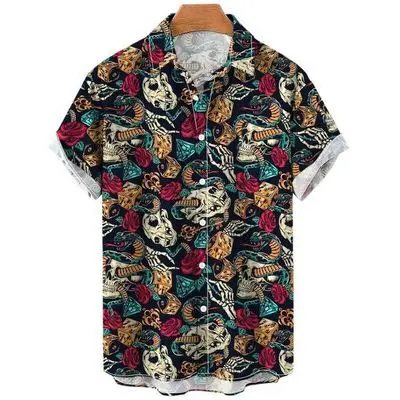 3D Digital Print Men's Brown White Short Sleeve Shirt - Image 13