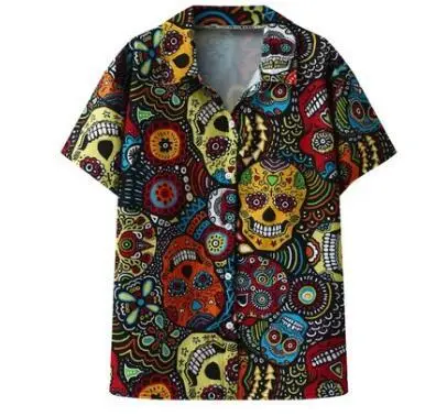 3D Digital Print Men's Brown White Short Sleeve Shirt - Image 15