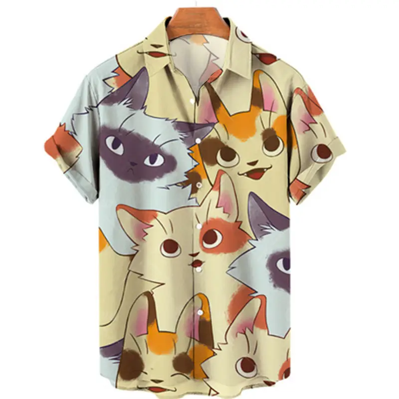 3D Digital Print Men's Brown White Short Sleeve Shirt - Image 16