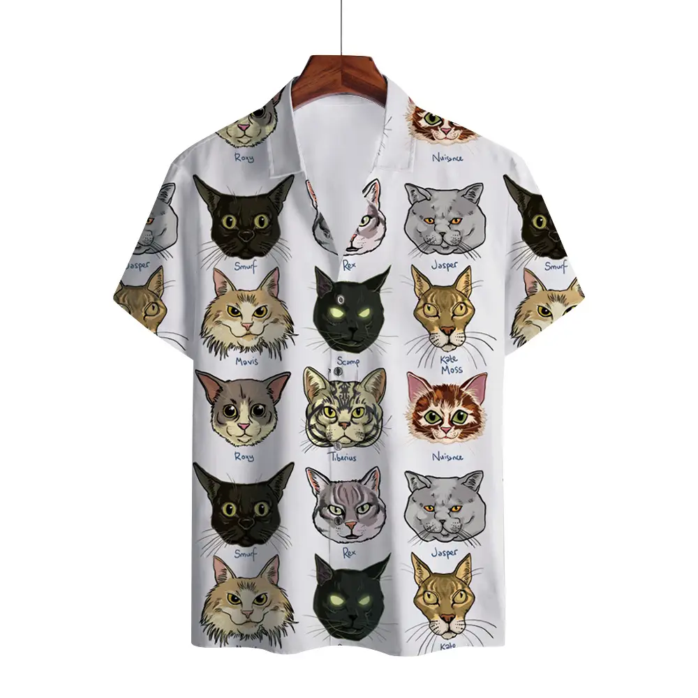 3D Digital Print Men's Brown White Short Sleeve Shirt - Image 9