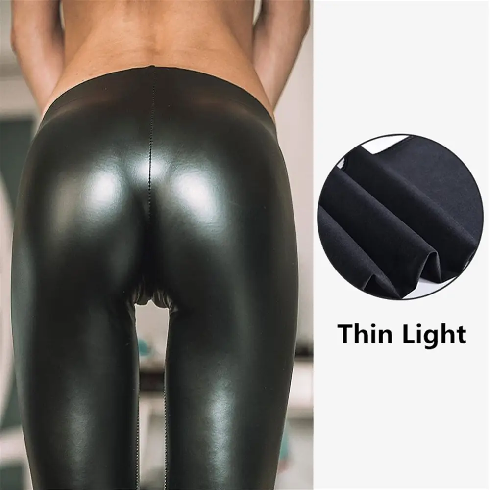 PU Leather High Waist Leggings Women Multi Color Four Sided Elastic - Image 6