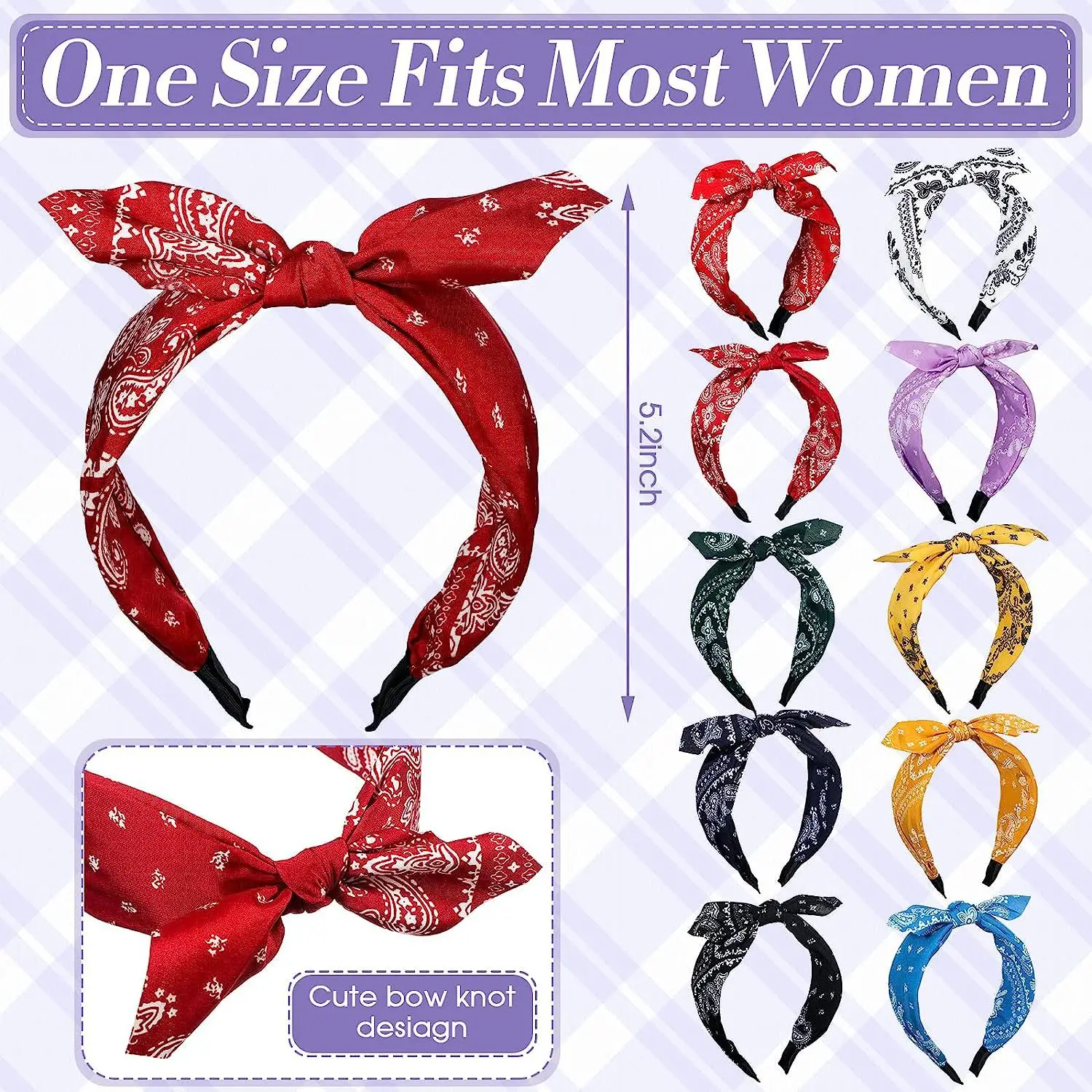 Three-state Cross-border New Ethnic Style Small Ear Knot Hair Band Wide Press Hair Stamp Hair Accessories Women's Large Printed Headband - Image 12
