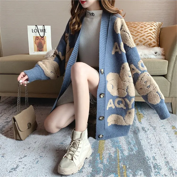 Women's Thick Knitted Cardigan Coat 2022 Lazy Style - Image 3