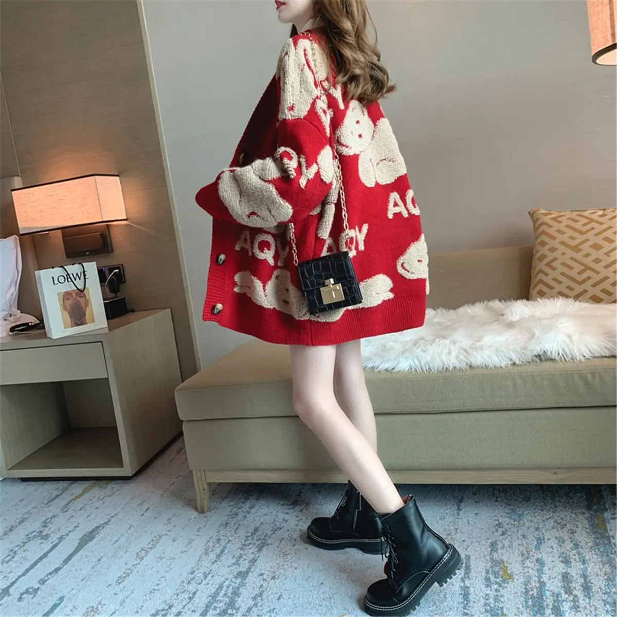 Women's Thick Knitted Cardigan Coat 2022 Lazy Style - Image 4