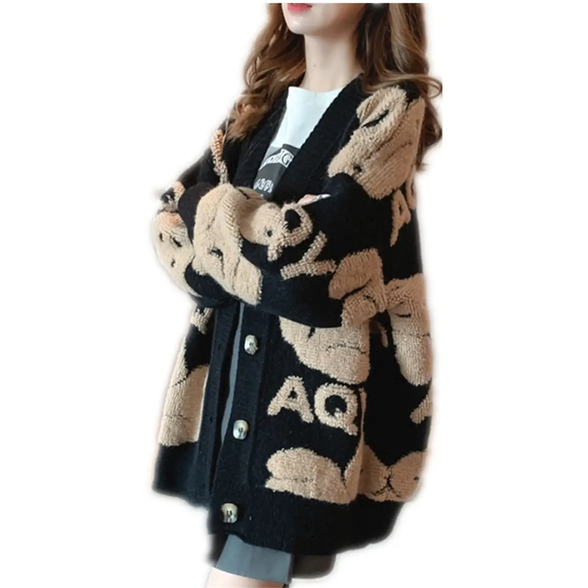 Women's Thick Knitted Cardigan Coat 2022 Lazy Style - Image 5