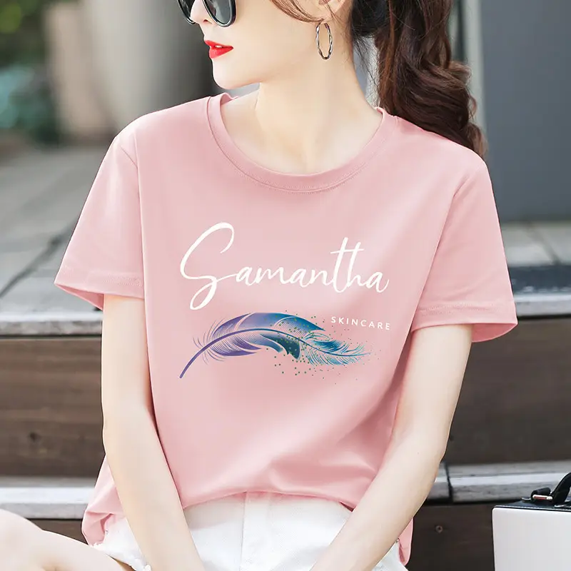 Women Cotton Printed T-Shirt White Summer Loose Fit - Image 5