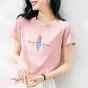 Women Cotton Printed T-Shirt White Summer Loose Fit - Image 7
